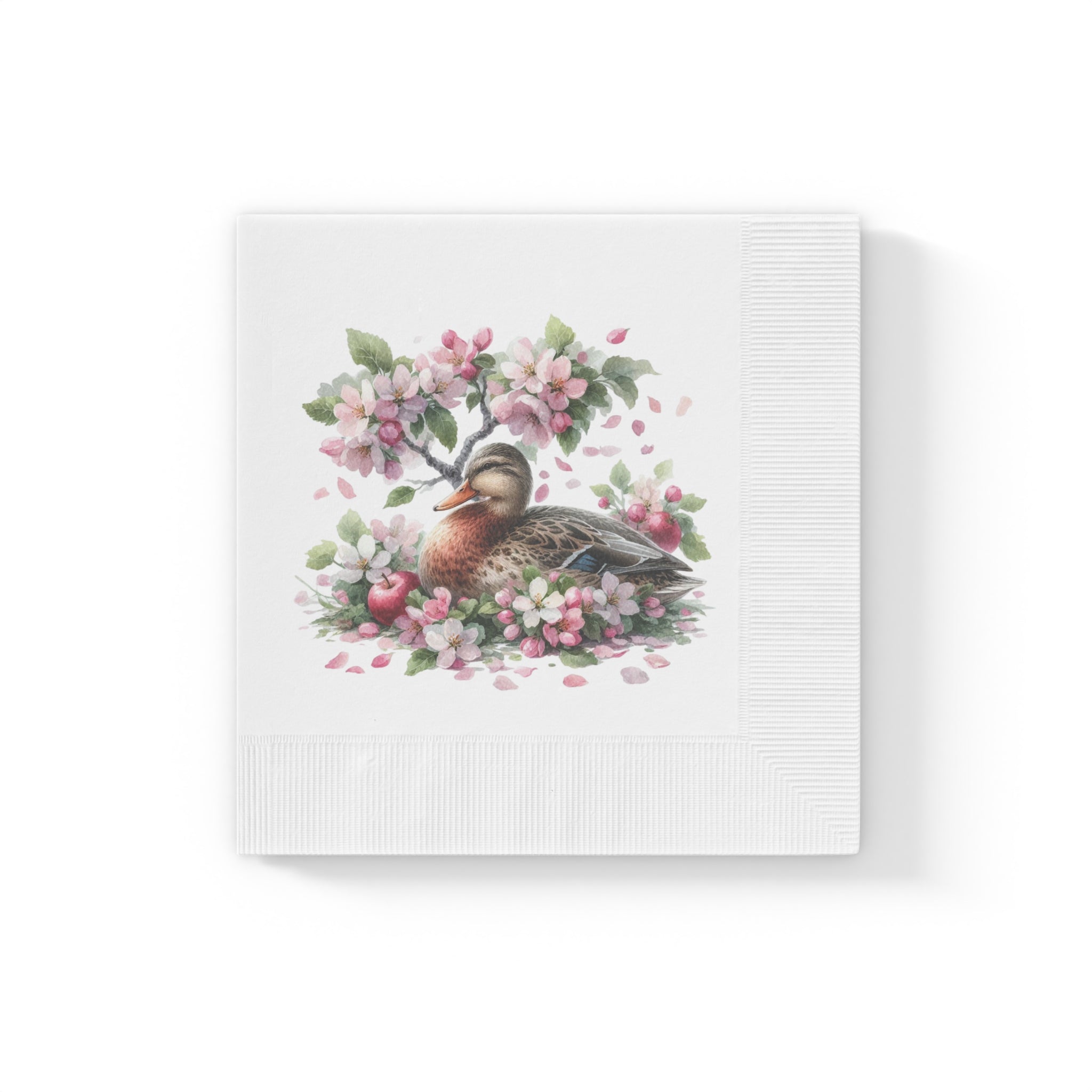 Spring Duck Table Napkins, Pink Spring Flowers & Duck, Spring Table Decor, Home Decor, Floral Design, Duck Lover Gift, Spring Gift for Her