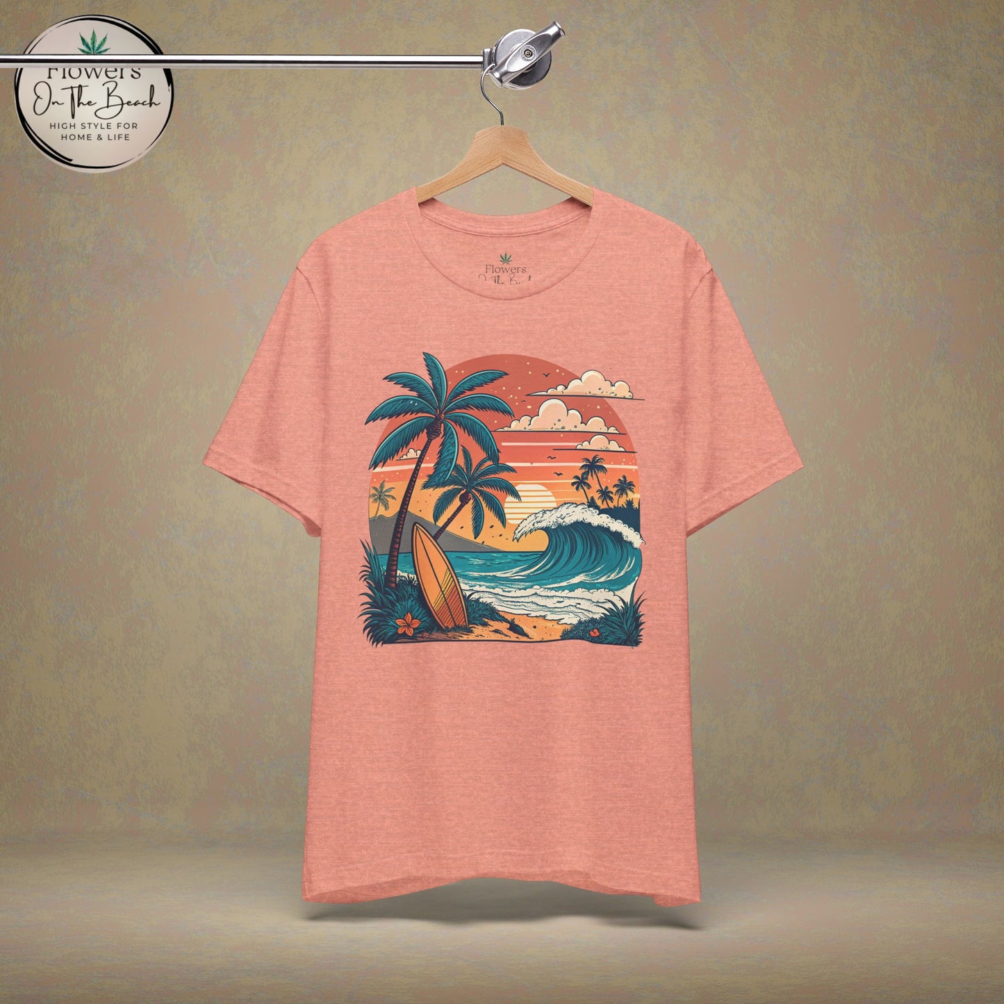 Beach Sunset Surfboards T-Shirt, Ocean Wave Tee, Summer Vacation Top, Beach Lover Shirt, Tropical Beach Apparel