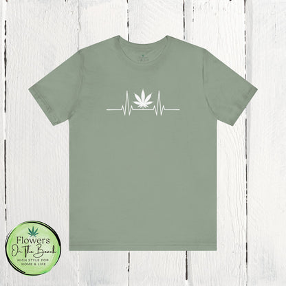 Weed Leaf Heartbeat T-Shirt, Marijuana Plant Tee, Cannabis Lover Shirt, 420 Gift, Unisex Jersey Top