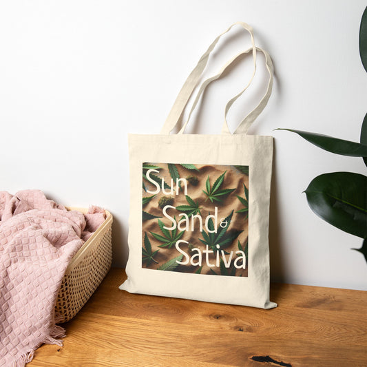 Sun Sand Sativa Bag, Stoner Bag, Stoner Gift, Beachy Stoner Bag, Cotton Bag, Weed Bag for Stoner, Sun Sand Sativa, Gift for Stoner