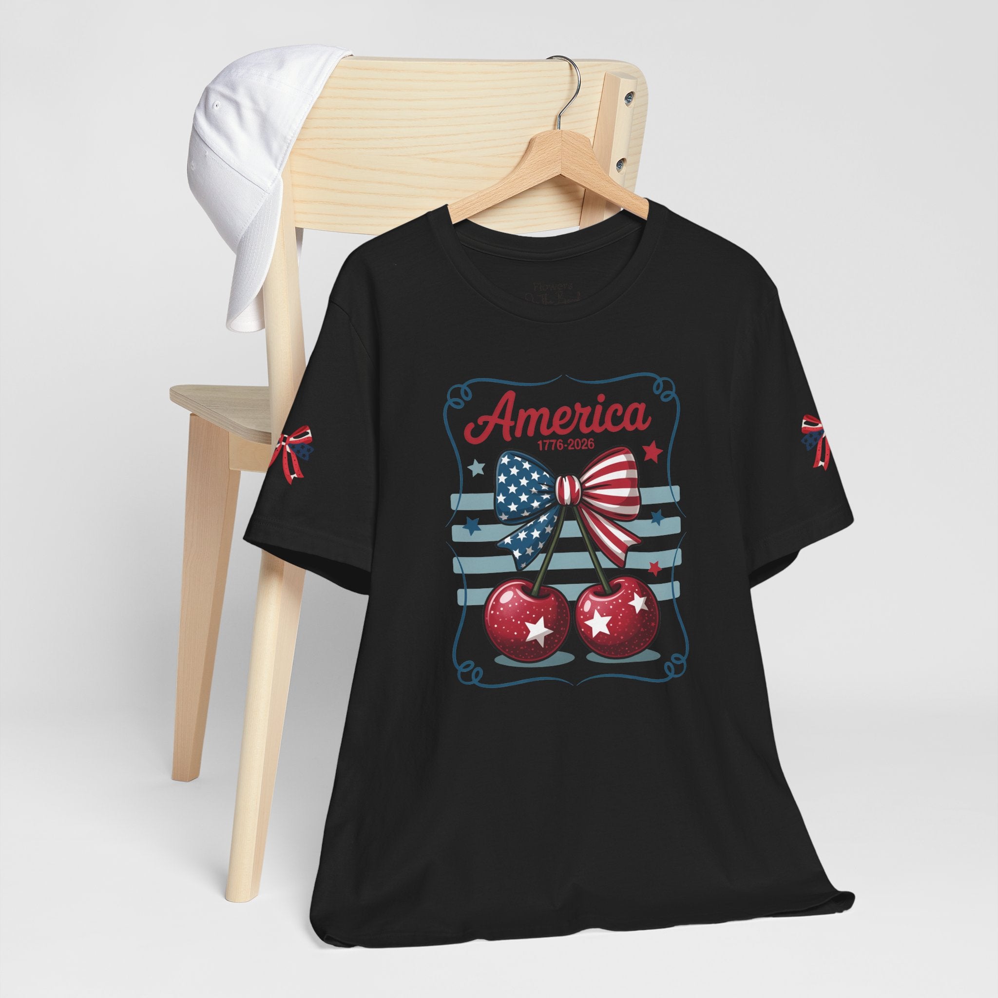 Patriotic 250th Cherries & Bows Tee — America's 250th Anniversary T-Shirt