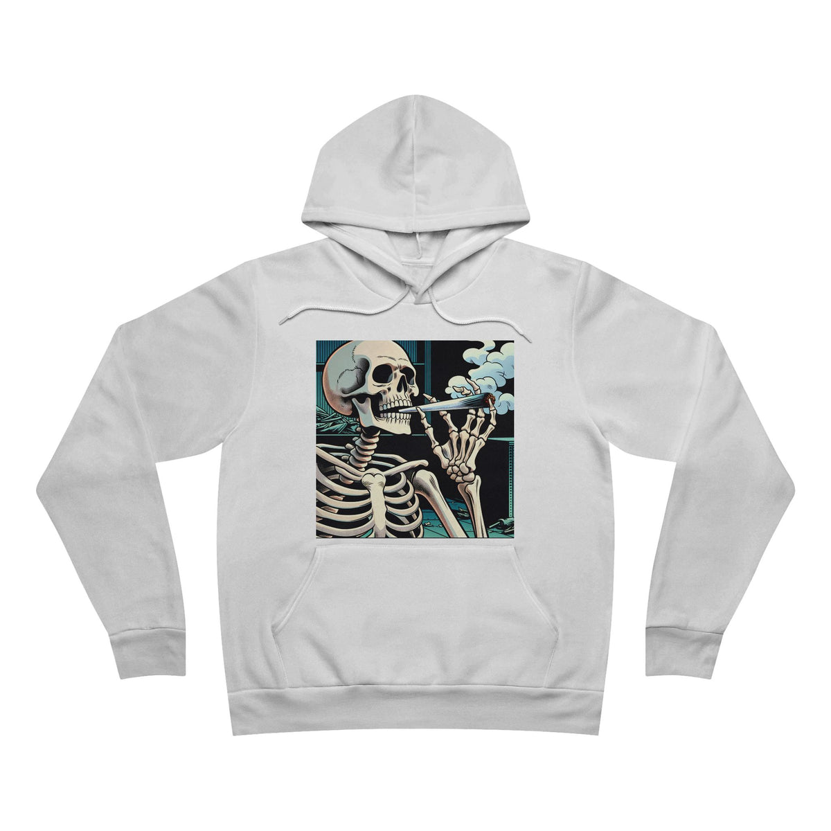 Skeleton Smoking Hoodie — Retro Skull Graphic Pullover