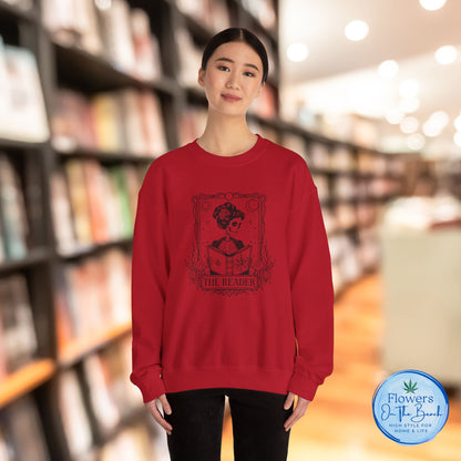 Tarot Card Skeleton Sweatshirt, The Reader Graphic Design, Gift for Tarot Lovers, Skeleton Clothing, Gothic Sweatshirt, Book Lover Apparel