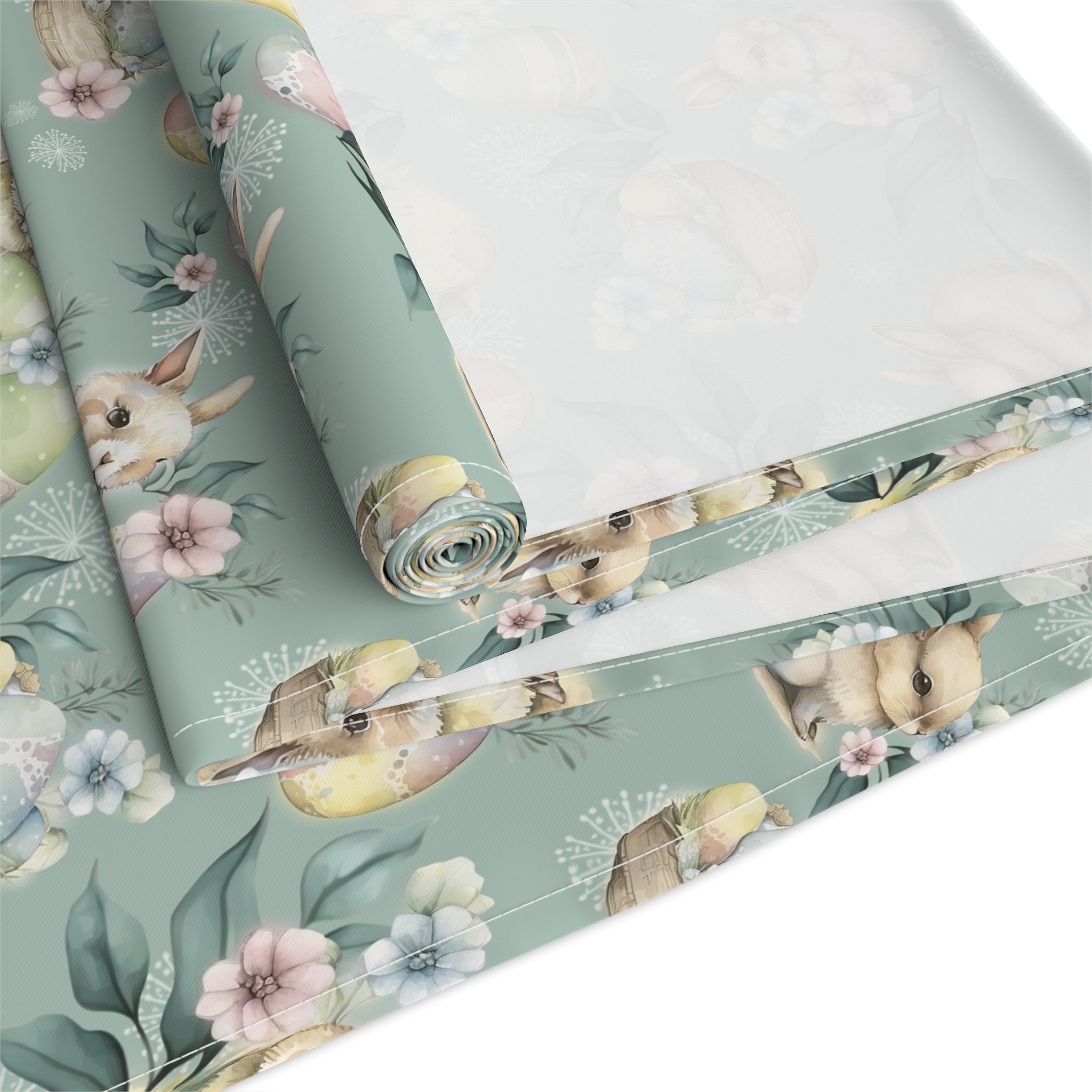 Green Spring Flowers Table Runner