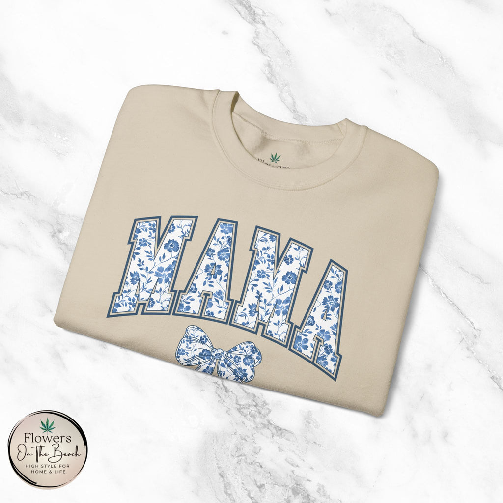 Floral Mama Coquette Blue Flowers Crewneck Sweatshirt