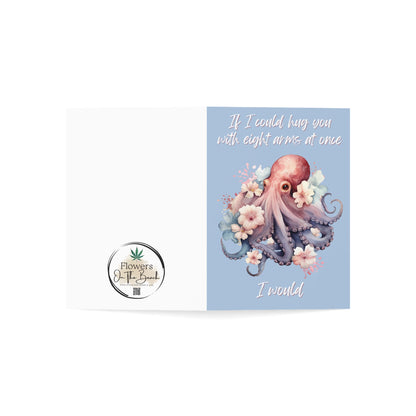 Blank Appreciation Cards, Octopus Hug Card, Ocean Lover Greeting Card, Floral Octopus Card, Unique Card, Ocean Theme Appreciation Card