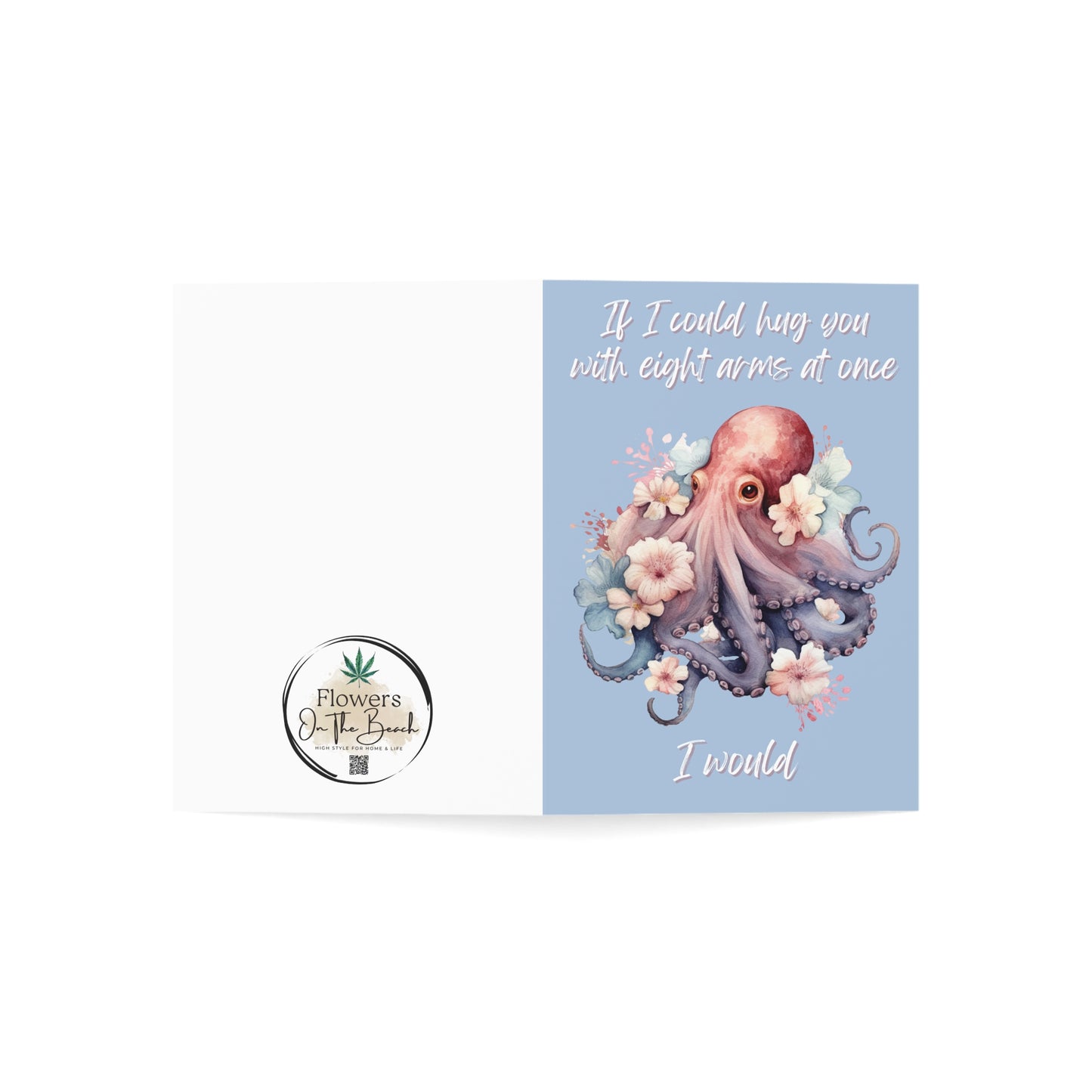 Blank Appreciation Cards, Octopus Hug Card, Ocean Lover Greeting Card, Floral Octopus Card, Unique Card, Ocean Theme Appreciation Card