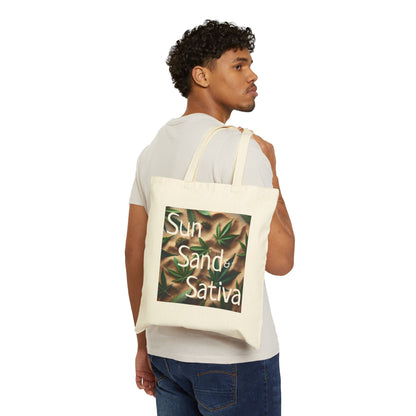 Sun Sand Sativa Bag, Stoner Bag, Stoner Gift, Beachy Stoner Bag, Cotton Bag, Weed Bag for Stoner, Sun Sand Sativa, Gift for Stoner