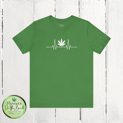Weed Leaf Heartbeat T-Shirt, Marijuana Plant Tee, Cannabis Lover Shirt, 420 Gift, Unisex Jersey Top