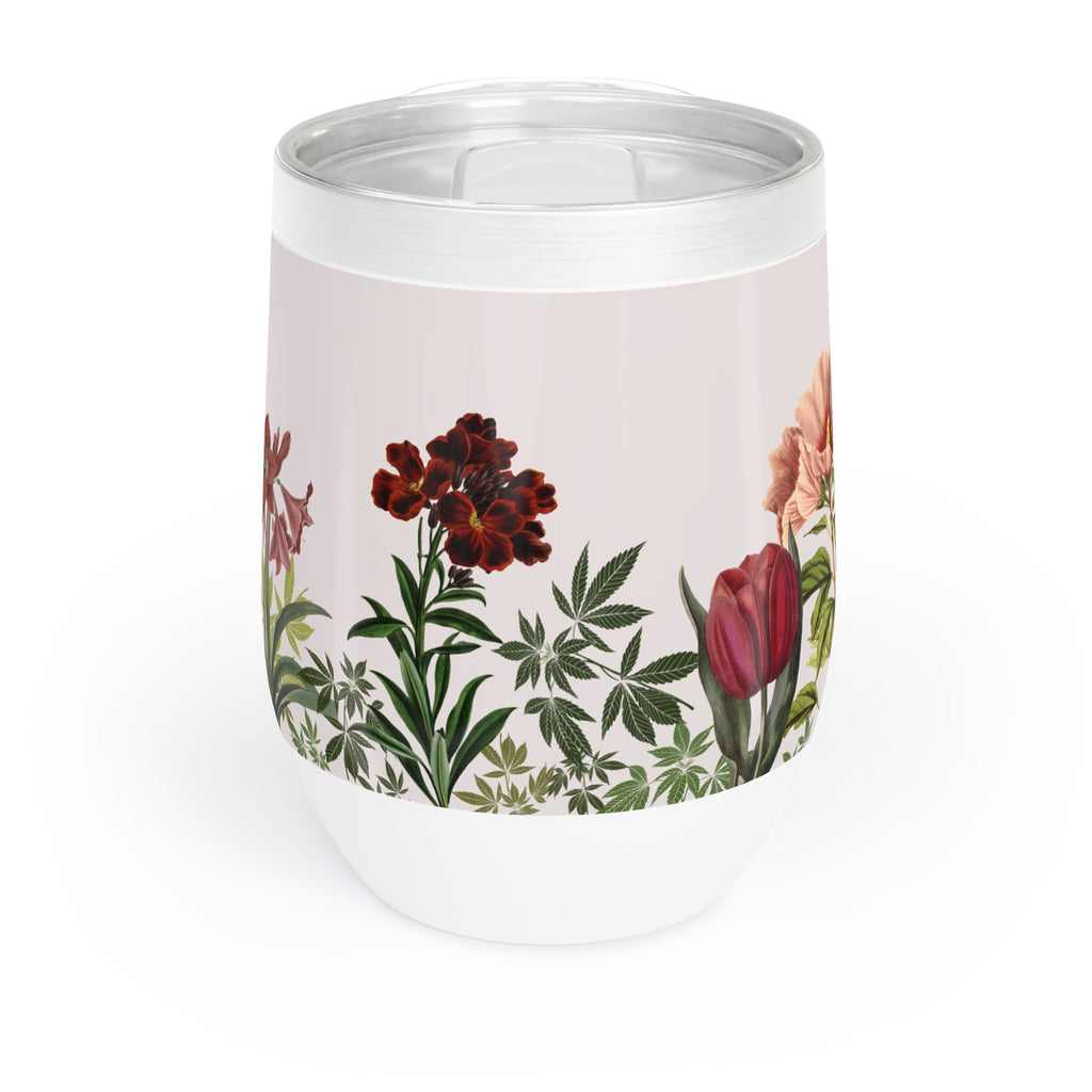 Stylish Flowers and Cannabis Wine Tumbler
