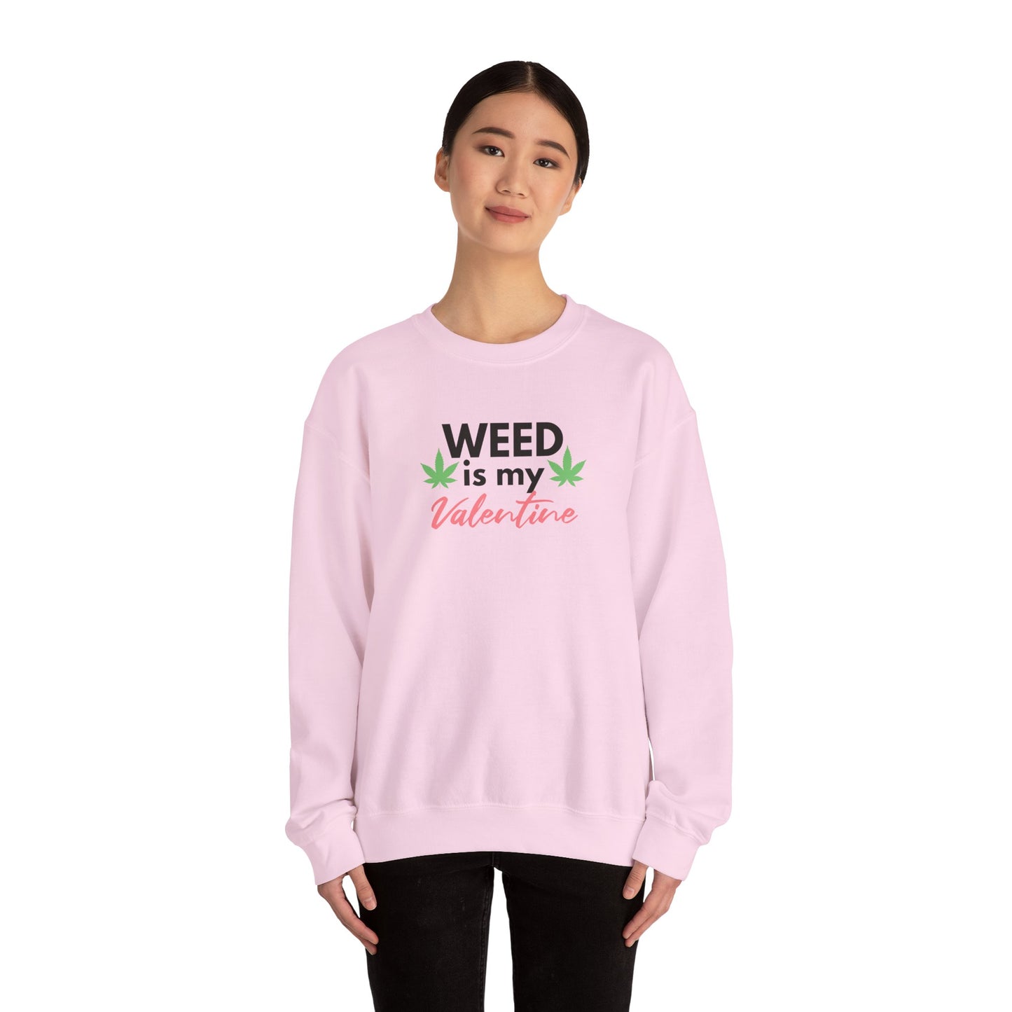 Valentine's Day Weed Long Sleeve Sweatshirt, Unisex Shirt Gift, Weed Lover Clothing, Funny Valentine Apparel, Cannabis Crewneck Jumper,