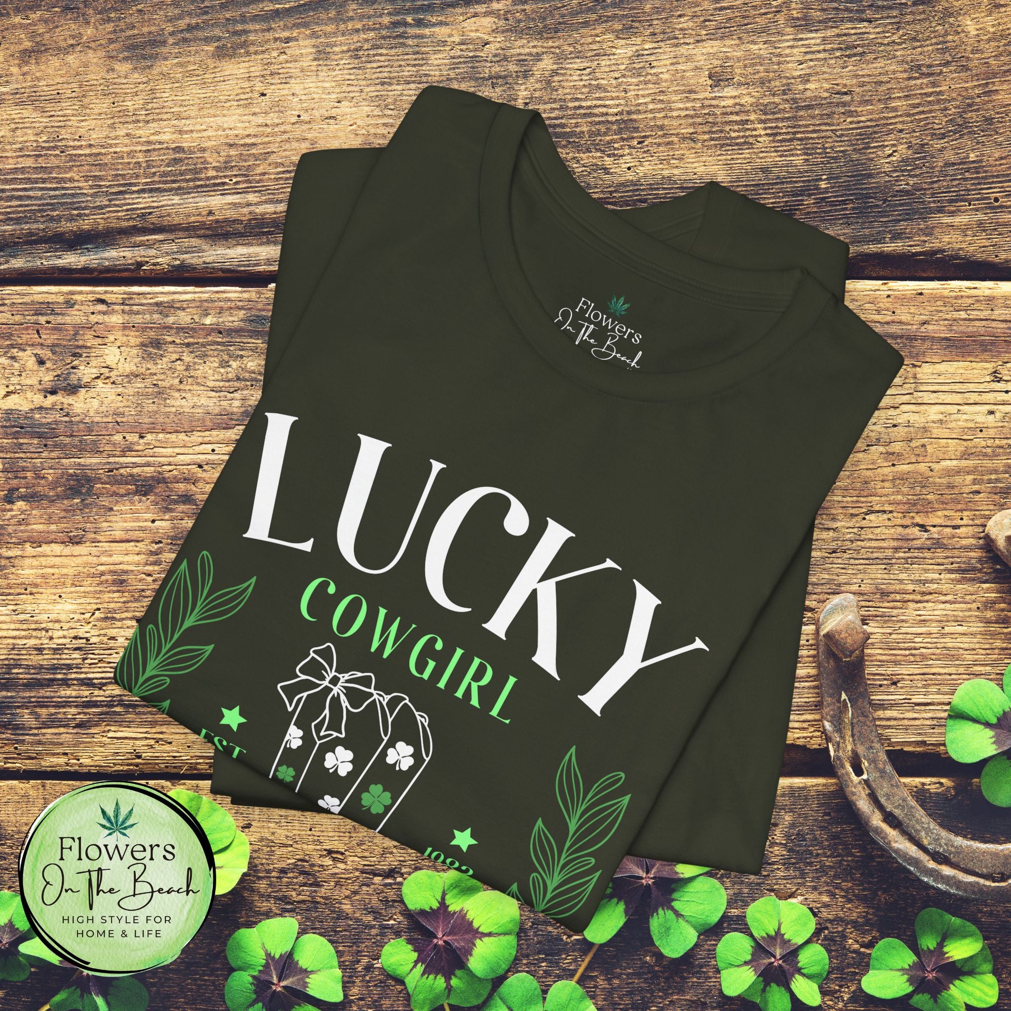Cowgirl Boots Shamrock Lucky Cowgirl Clover Tee