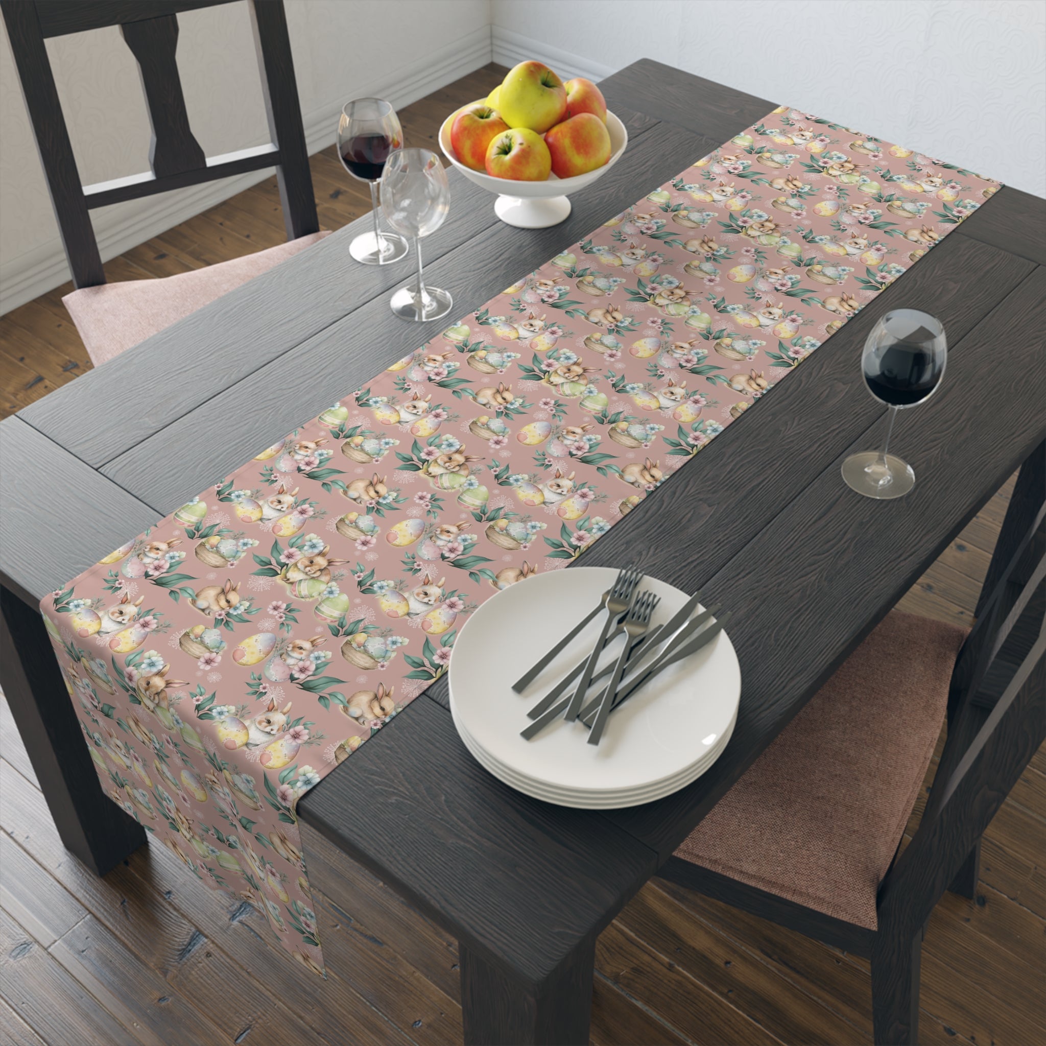 Light Pink Spring Flowers Table Runner