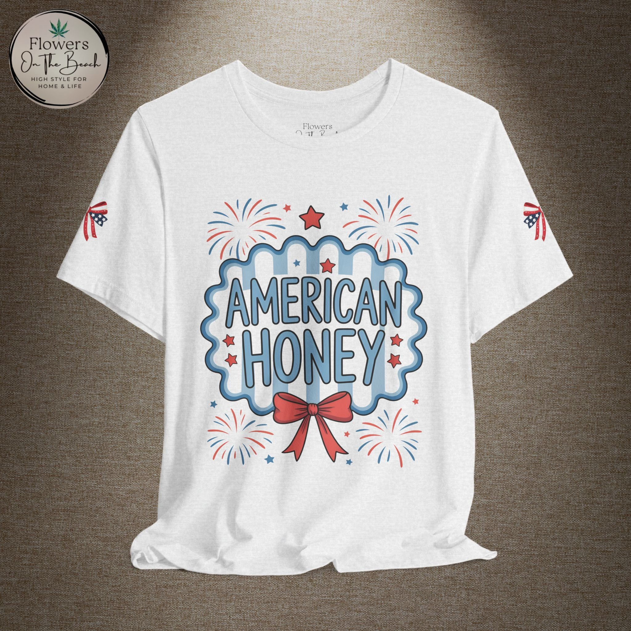 American Honey Fireworks and Bows Tee | Red White Blue Patriotic