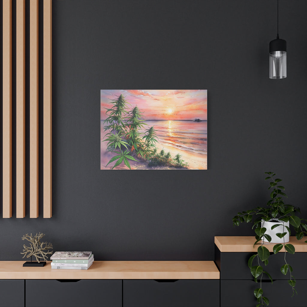 Cannabis Flowers on the Beach Wall Art
