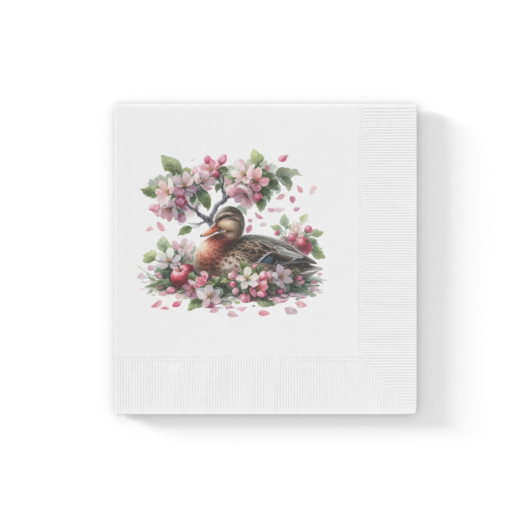 Spring Duck Table Napkins, Pink Spring Flowers & Duck, Spring Table Decor, Home Decor, Floral Design, Duck Lover Gift, Spring Gift for Her