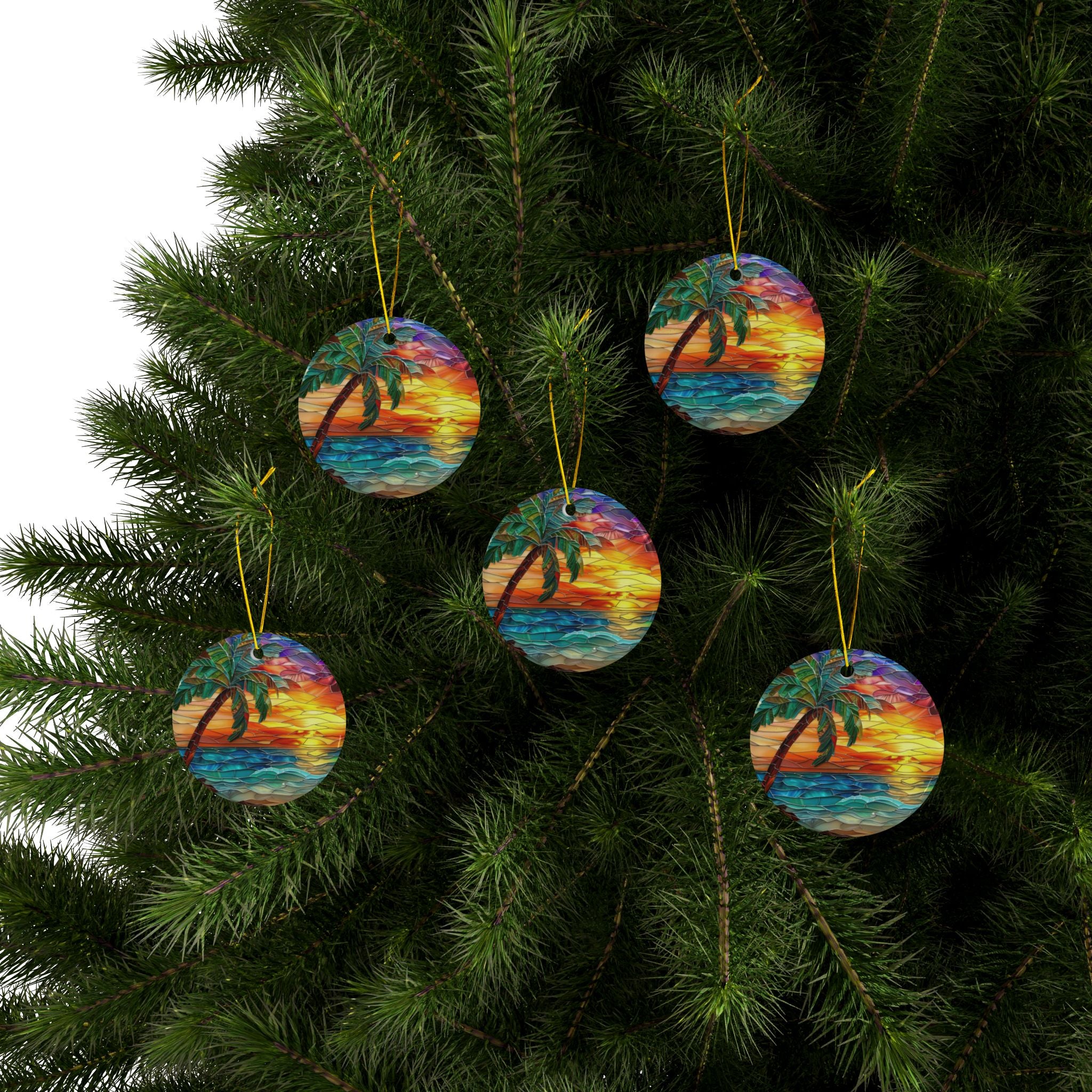 Tropical Sunset Palm Tree Ornament