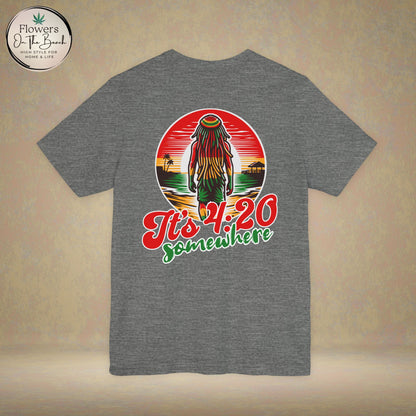Rasta T-Shirt, Weed Smokers Tee, 420 Shirt, Unisex Jersey Short Sleeve Tee, Casual Stoner Apparel, 420 Somewhere, Rasta Holiday T-shirt