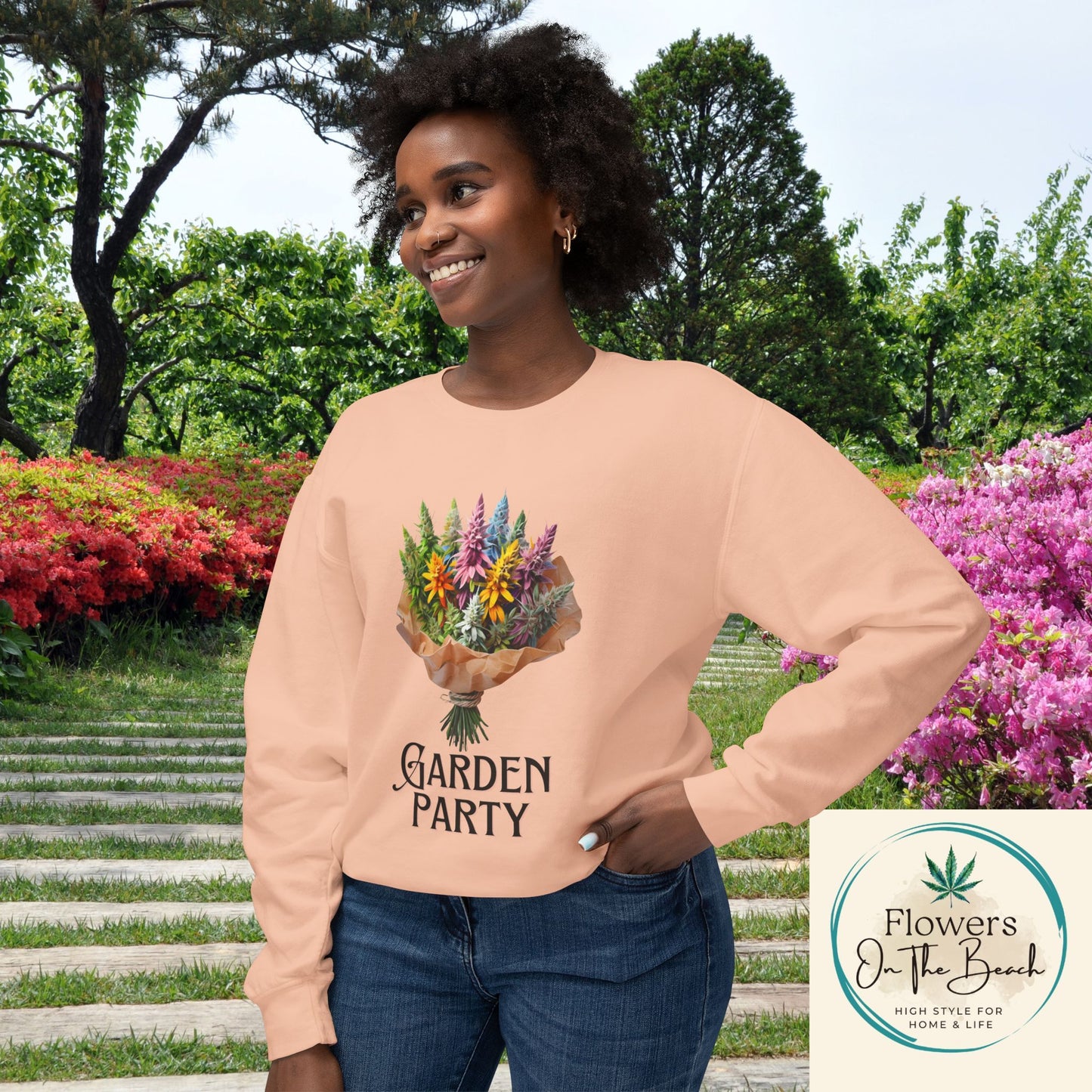 Garden Party Lightweight Crewneck, Stoner Valentines Gift, Floral Stoner Jumper, Marijuana Lover Shirt, 420 Humor Tshirt, Cannabis Humor