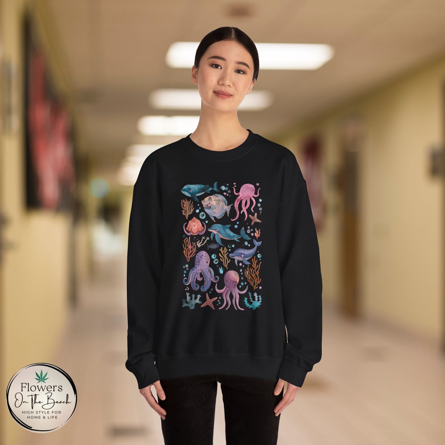 Ocean Lover Sweatshirt, Marine Animals Unisex Crewneck Jumper, Ocean Life Pullover, Nautical Sweatshirt, Sea Creatures Sweater