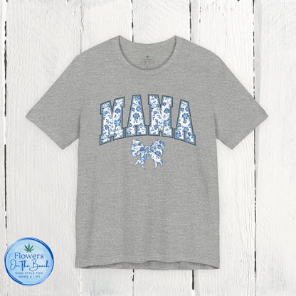 Floral Mama Coquette Blue Flowers T-shirt, Mother's Day Gift, Gift for Her, Mom Apparel, Floral T-shirt, Boy Mom T-shirt
