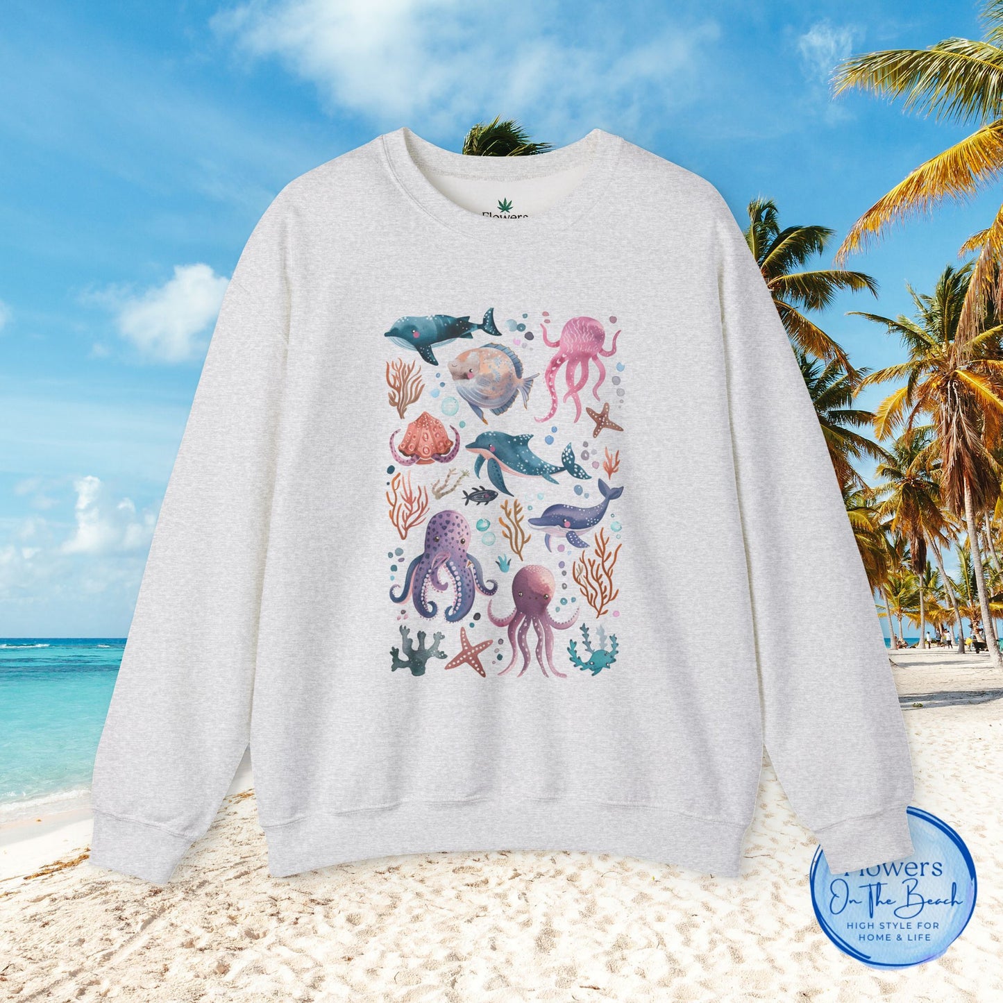 Ocean Lover Sweatshirt, Marine Animals Unisex Crewneck Jumper, Ocean Life Pullover, Nautical Sweatshirt, Sea Creatures Sweater