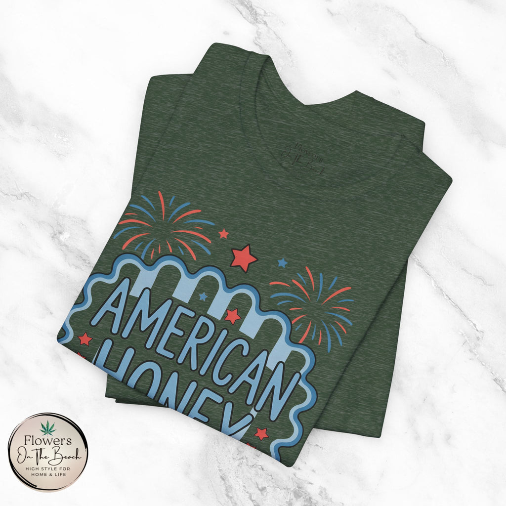 American Honey Fireworks and Bows Tee | Red White Blue Patriotic