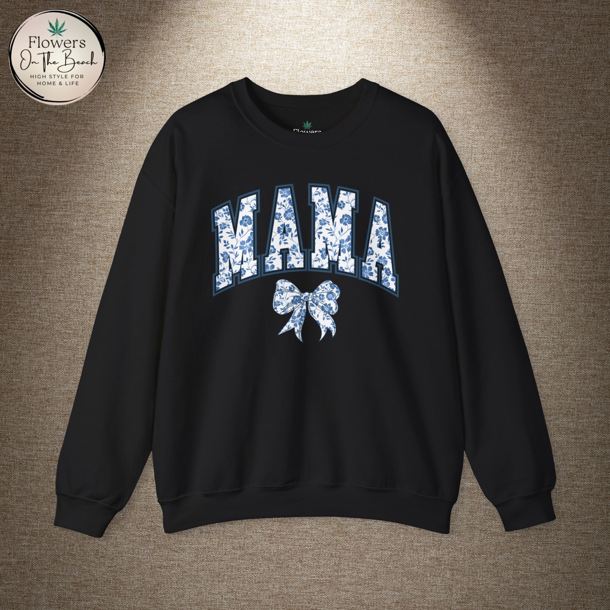 Floral Mama Coquette Blue Flowers Crewneck Sweatshirt
