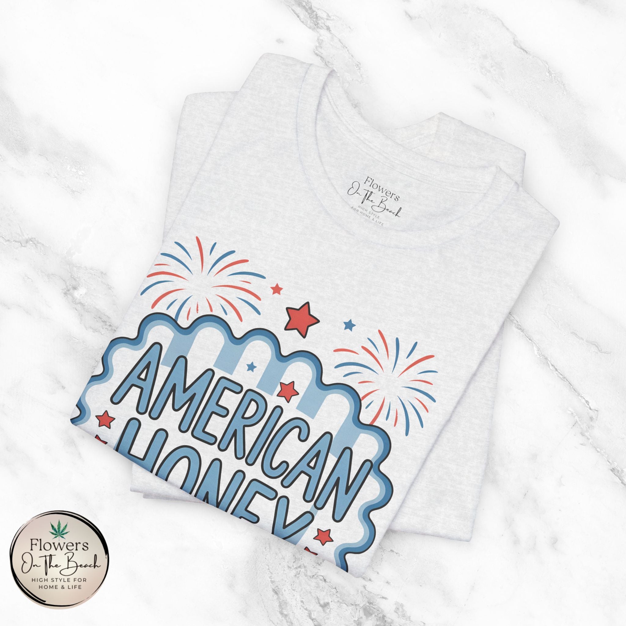 American Honey Fireworks and Bows Tee | Red White Blue Patriotic