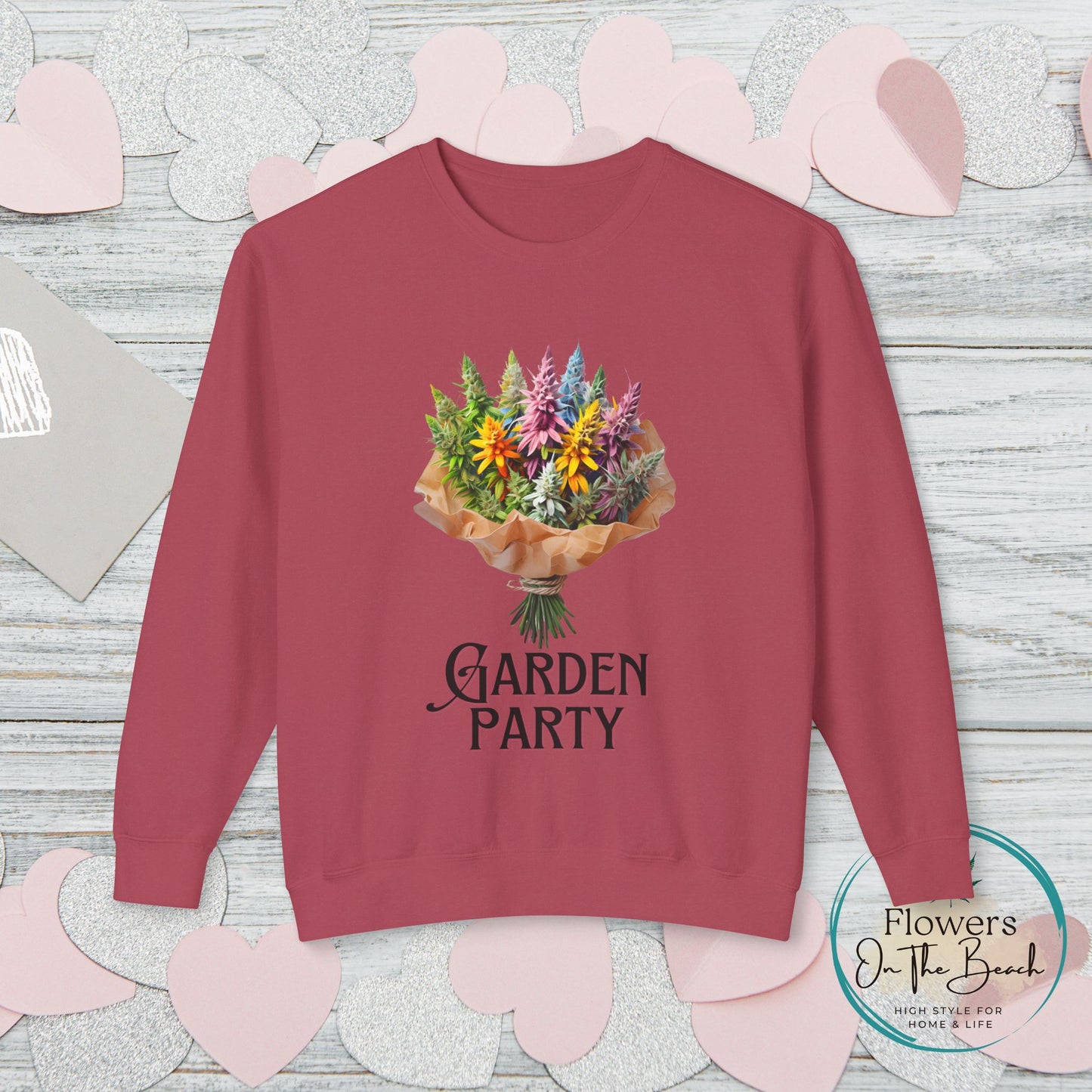 Garden Party Lightweight Crewneck, Stoner Valentines Gift, Floral Stoner Jumper, Marijuana Lover Shirt, 420 Humor Tshirt, Cannabis Humor