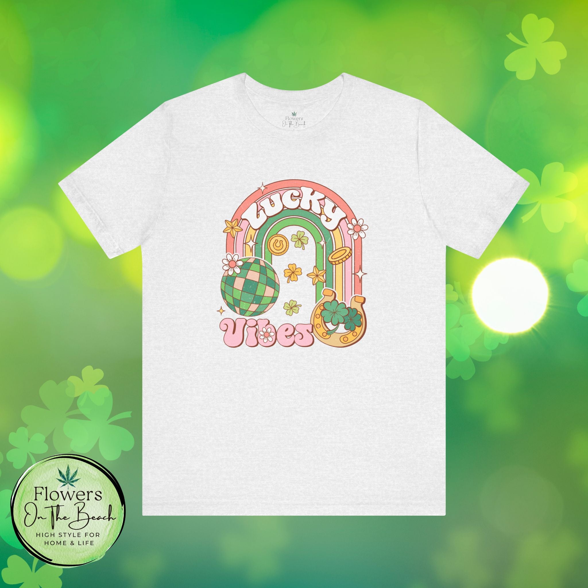 Lucky Vibes Rainbow Pot of Gold Retro Tee