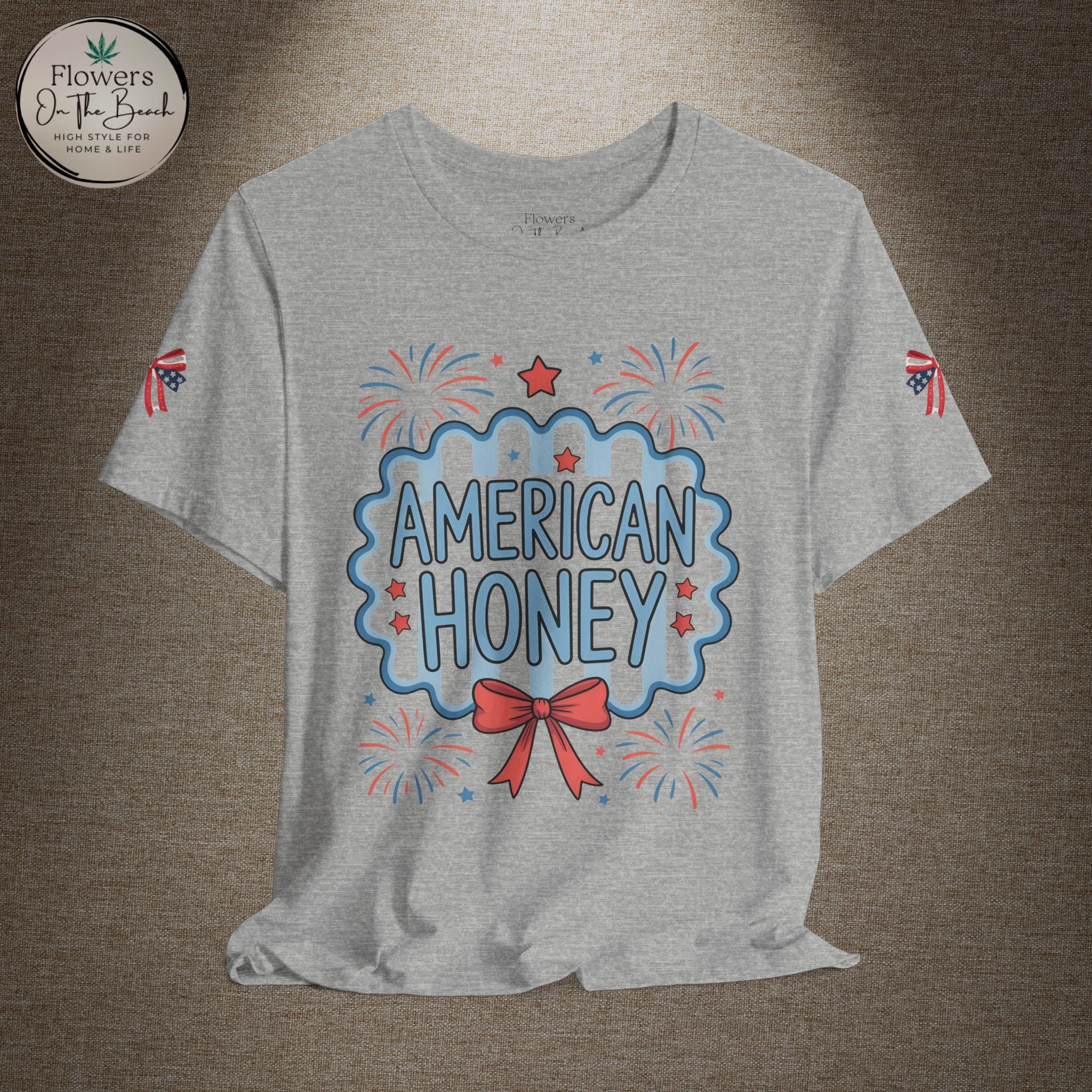 American Honey Fireworks and Bows Tee | Red White Blue Patriotic