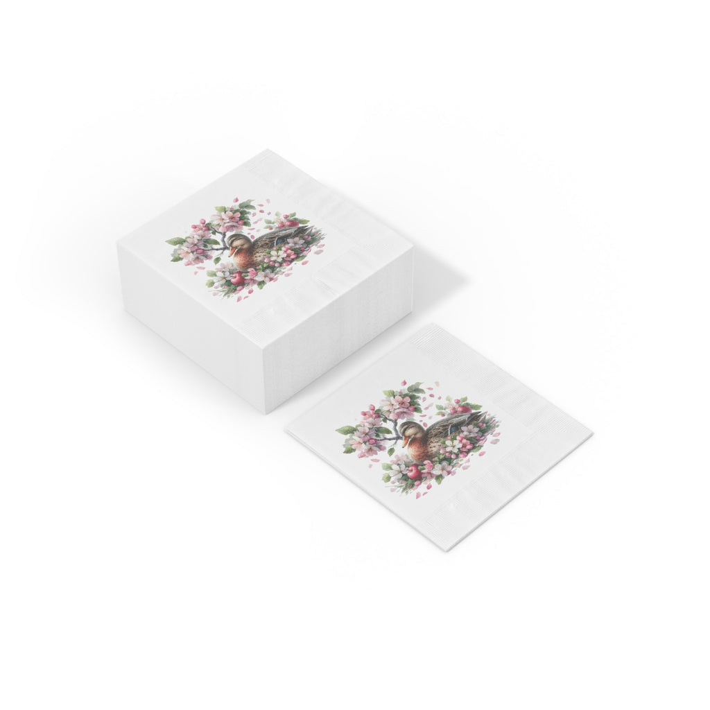 Spring Duck Table Napkins, Pink Spring Flowers & Duck, Spring Table Decor, Home Decor, Floral Design, Duck Lover Gift, Spring Gift for Her