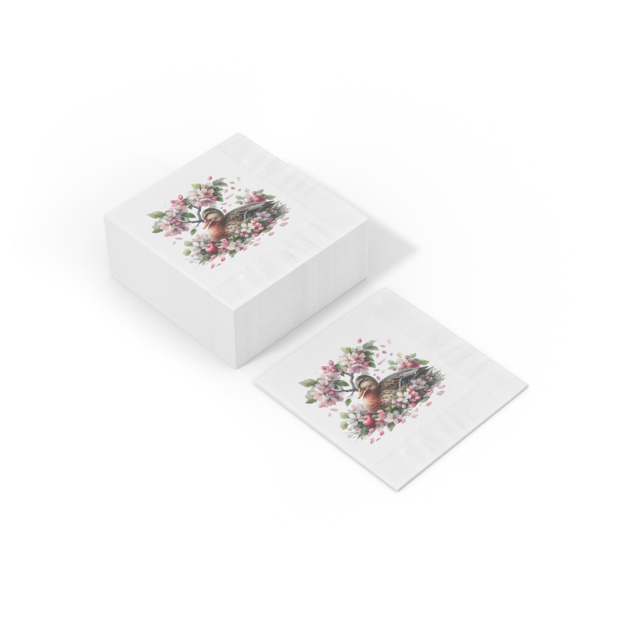 Spring Duck Table Napkins, Pink Spring Flowers & Duck, Spring Table Decor, Home Decor, Floral Design, Duck Lover Gift, Spring Gift for Her