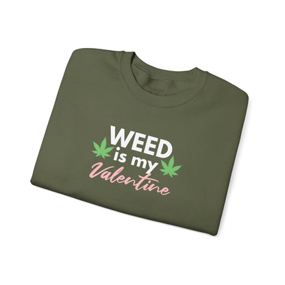 Valentine's Day Weed Long Sleeve Sweatshirt, Unisex Shirt Gift, Weed Lover Clothing, Funny Valentine Apparel, Cannabis Crewneck Jumper,