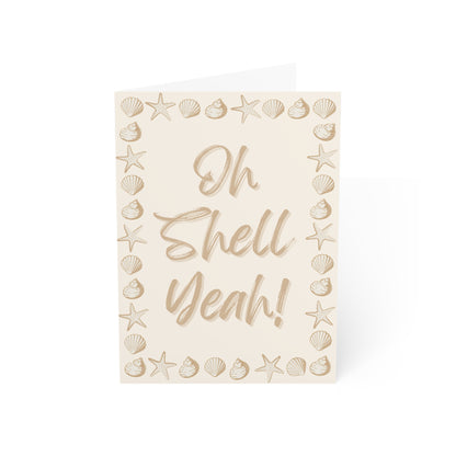 Blank Note Cards, Shell Yeah Beachy Card, Ocean Theme Congrats Card, Handmade Card, Cute Beachy Greeting Cards, Beach Theme Congrats Card