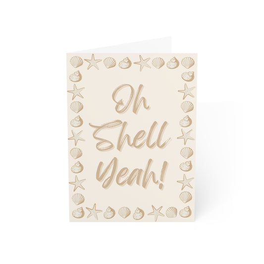 Blank Note Cards, Shell Yeah Beachy Card, Ocean Theme Congrats Card, Handmade Card, Cute Beachy Greeting Cards, Beach Theme Congrats Card