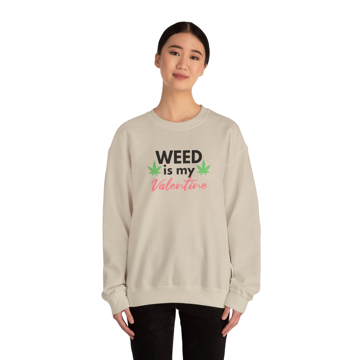 Valentine's Day Weed Long Sleeve Sweatshirt, Unisex Shirt Gift, Weed Lover Clothing, Funny Valentine Apparel, Cannabis Crewneck Jumper,