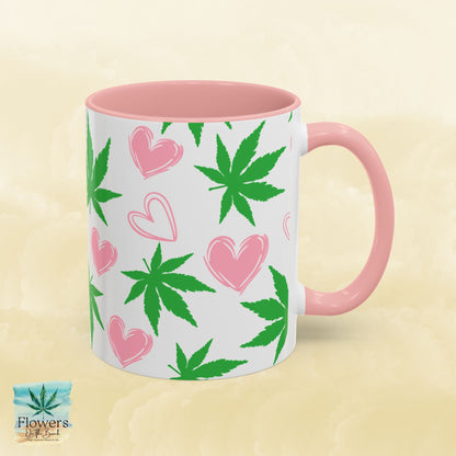 Mug, Simple and Stylish Stoner Valentine's Day Coffee Cup, Romantic Weed Lover Gift, Cannabis Culture 420, 11 or 15oz