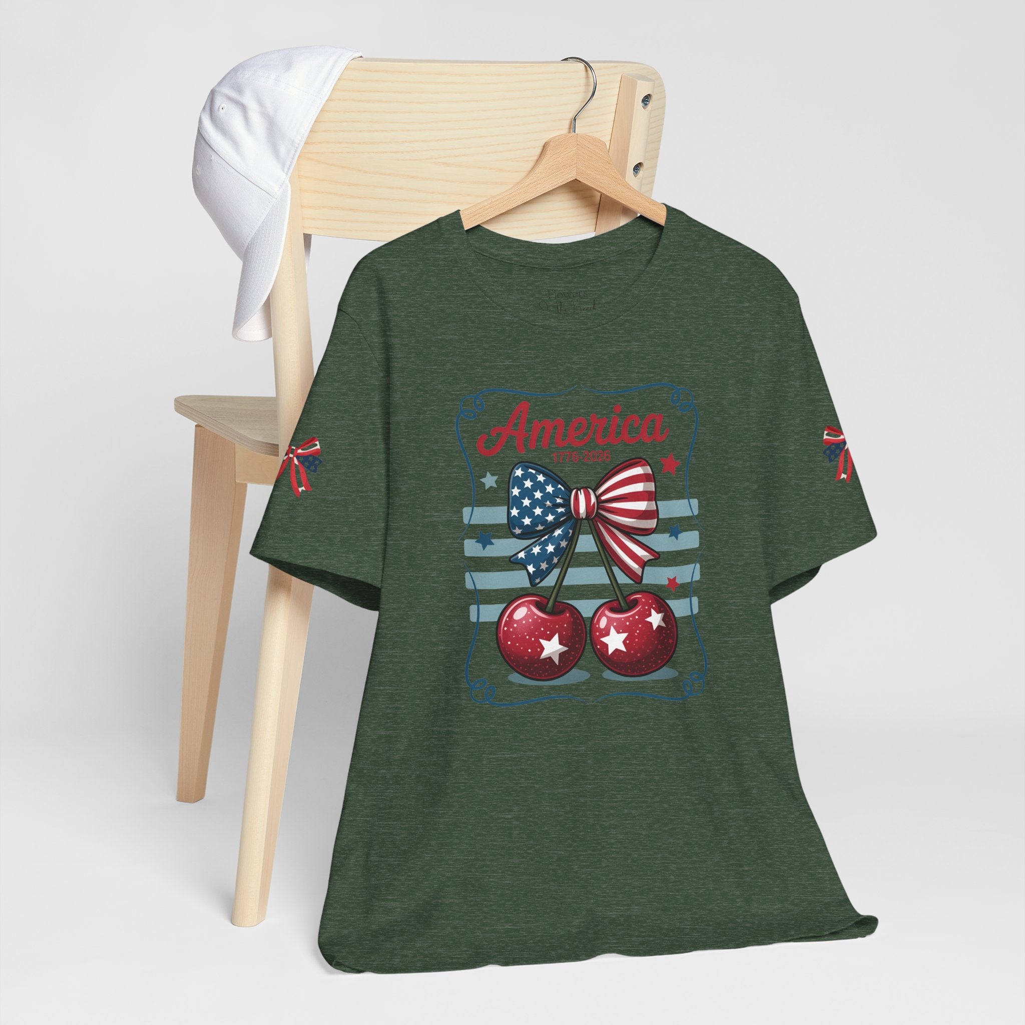 Patriotic 250th Cherries & Bows Tee — America's 250th Anniversary T-Shirt