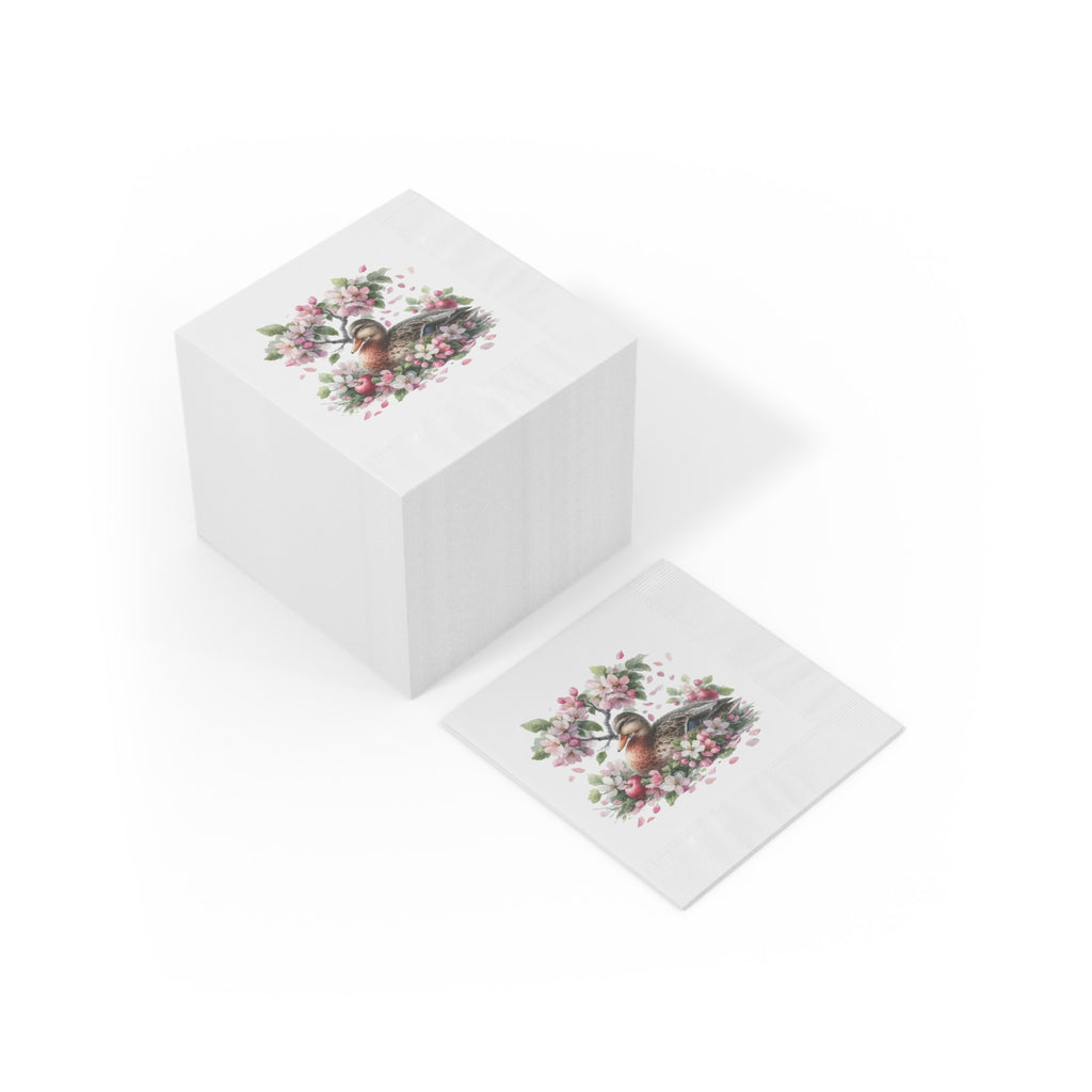 Spring Duck Table Napkins, Pink Spring Flowers & Duck, Spring Table Decor, Home Decor, Floral Design, Duck Lover Gift, Spring Gift for Her