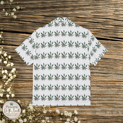Men's Weed Hawaiian Shirt, Watercolor Marijuana Aloha Shirt, Tropical Cannabis Button-Up, Rasta Leaf Beach Shirt, Summer 420 Party