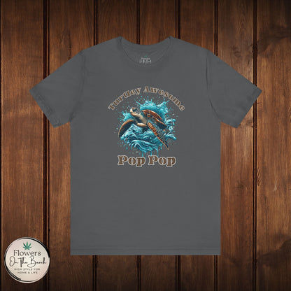 Turtley Awesome Pop Pop T-Shirt, Custom Turtle Family Shirt, Personalized Ocean Theme Tee, Sea Creature Graphic Top, Gift for Grandpa,