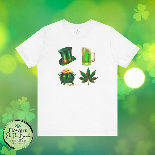 Weed St Patrick's Day Unisex Tee, Stoner Shamrock Shirt, Marijuana Irish Clover Top, 420 Festival Apparel, Pot Leaf Graphic T-Shirt
