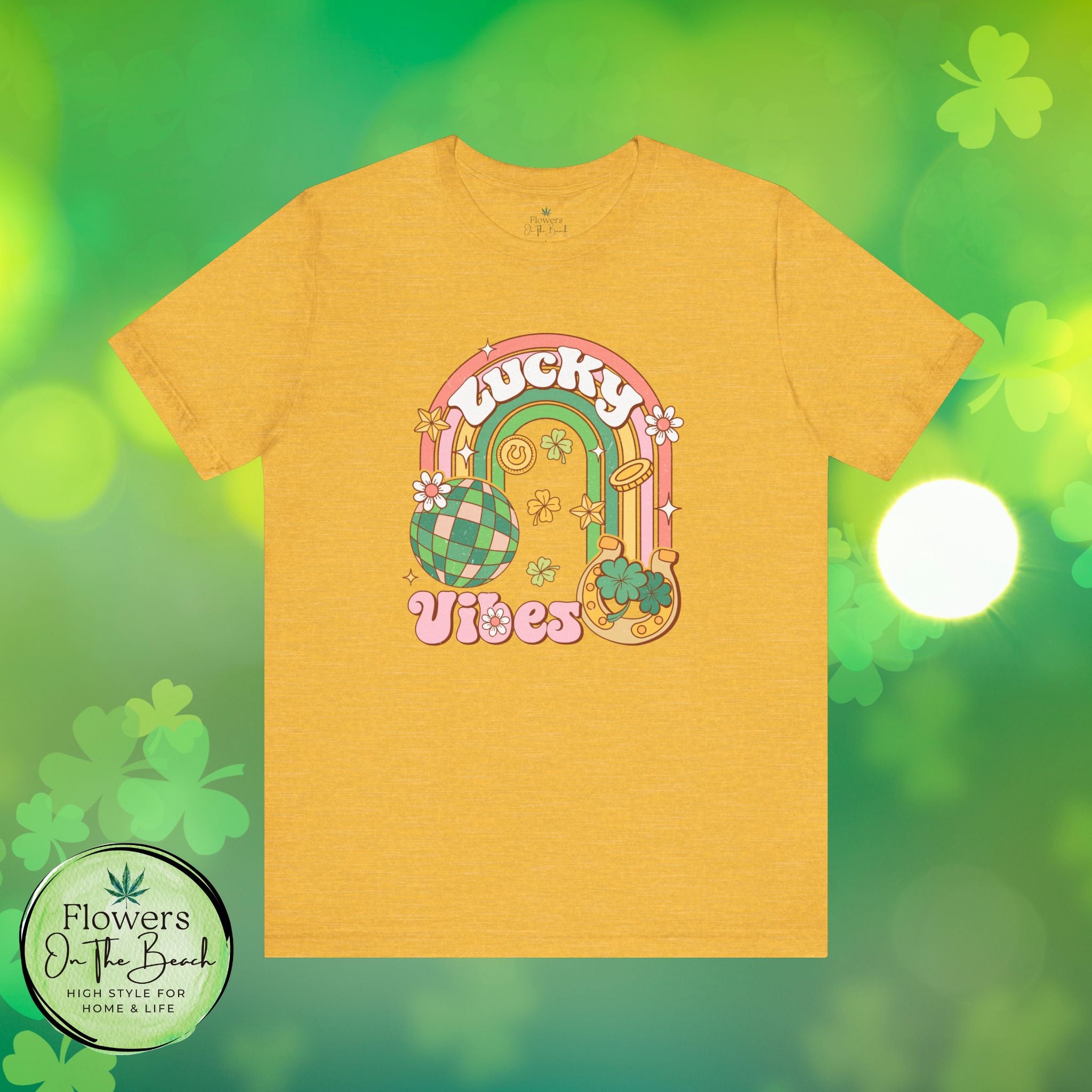 Lucky Vibes Rainbow Pot of Gold Retro Tee