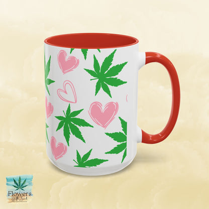 Mug, Simple and Stylish Stoner Valentine's Day Coffee Cup, Romantic Weed Lover Gift, Cannabis Culture 420, 11 or 15oz