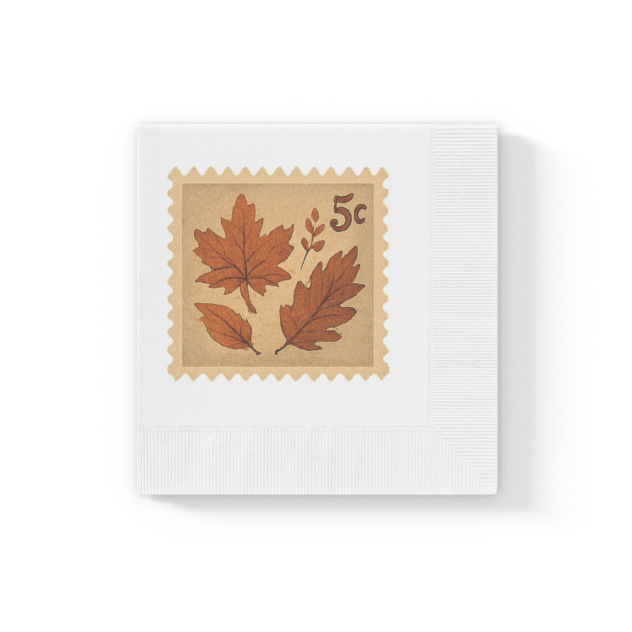 Vintage Fall Leaves Postage Stamp Napkins