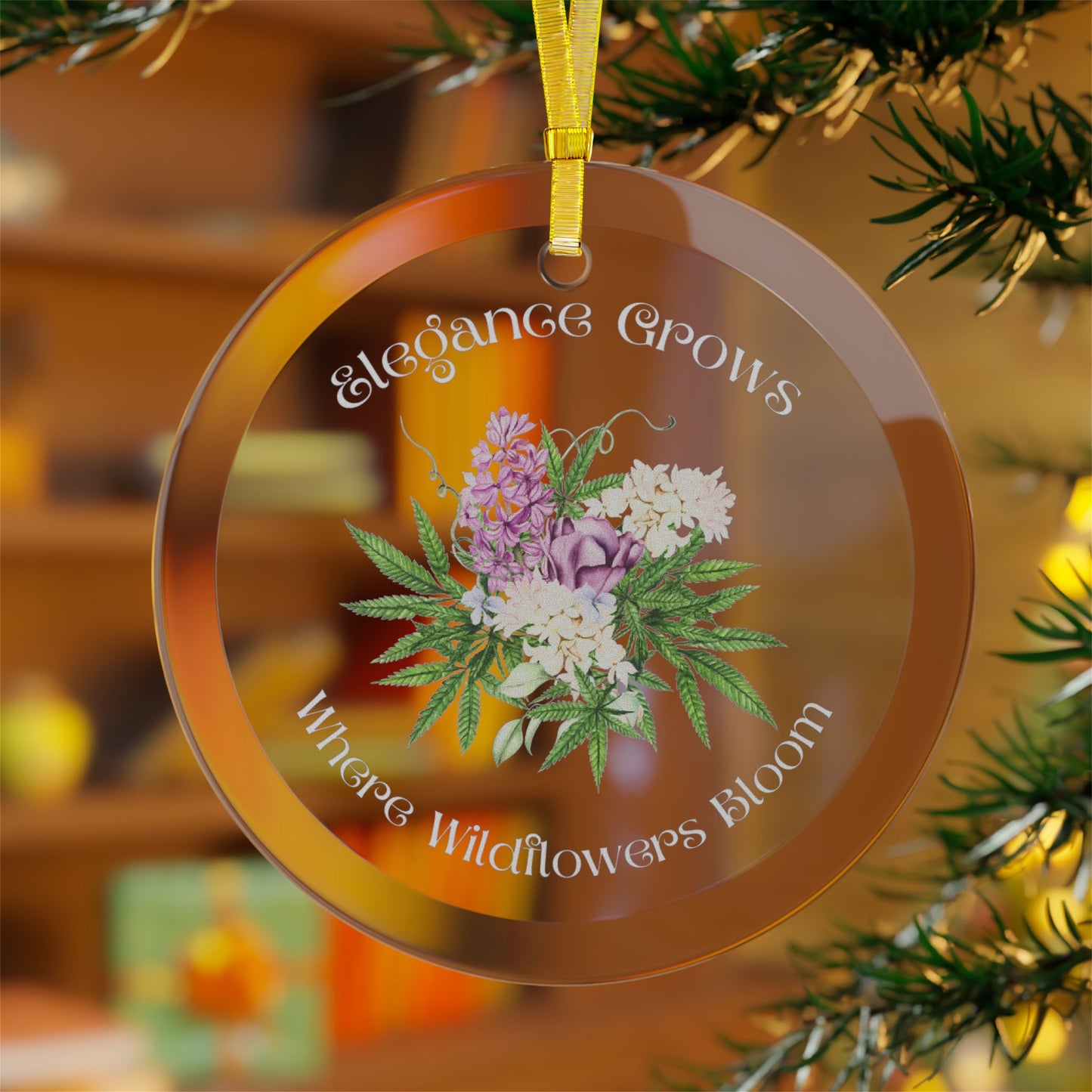 Elegance Grows Ornament, Christmas Ornament, Weed lover gift, Weed Christmas, Gift for Her
