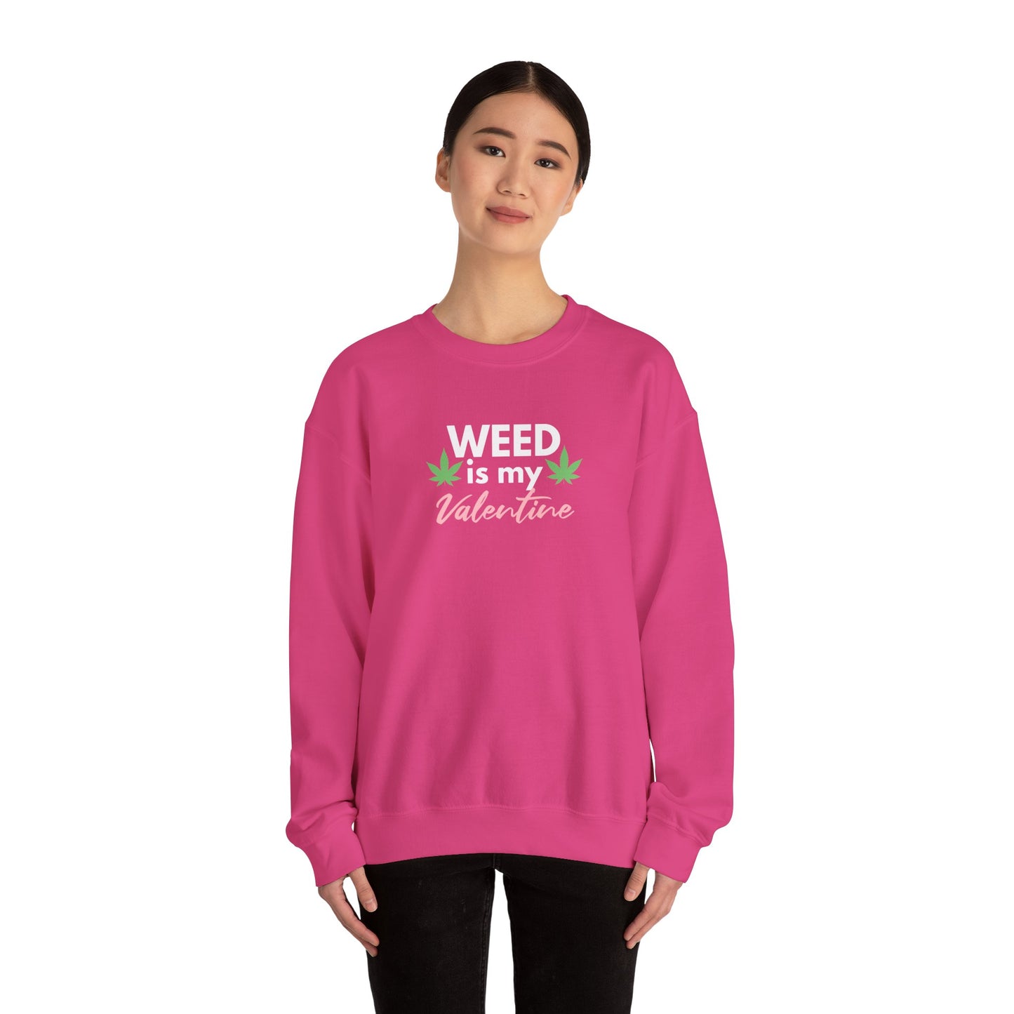 Valentine's Day Weed Long Sleeve Sweatshirt, Unisex Shirt Gift, Weed Lover Clothing, Funny Valentine Apparel, Cannabis Crewneck Jumper,