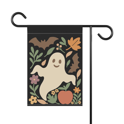 Boho Halloween Garden Banner, Unique Fall Flag, Ghosts and Bats Design, Garden Hanging Flag,  Spooky Season Garden Flag, Boho Halloween, Boho Spooky Decor